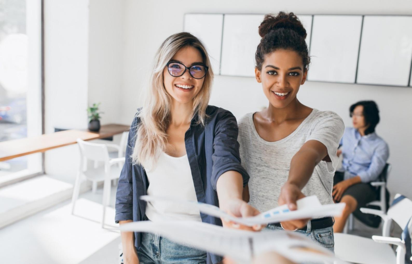 Business owner confidently reviewing quarterly financial projections